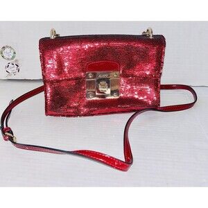 Aldo Red Sequin  Handbag Metal Chain Adjustable